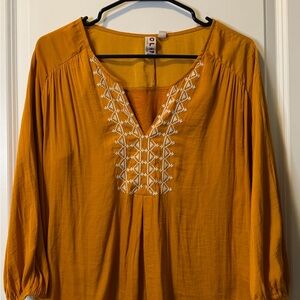 Anthropologie Dolan Left Coast Alvia Peasant Top — Size S — Gold